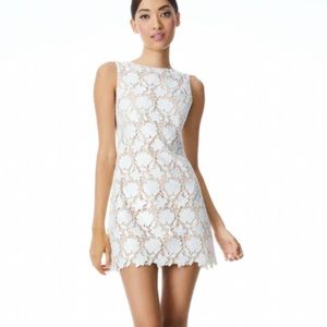 Alice + Olivia Clyde Crochet Floral Sheath Mini Dress